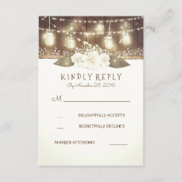 Licht Mason Potten Rustieke Houten Schuur Bruiloft RSVP Kaartje