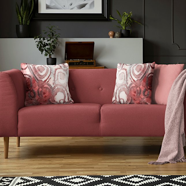 Licht Mauve Taupe Rood Roze Ivoor Cirkels Kunst Kussen (Creator heeft geüpload)