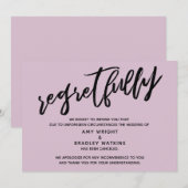 Licht Mauve Teleurstellende Trouwannuleringskaart Kaart (Voorkant / Achterkant)