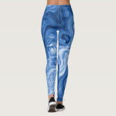Licht Medium Donkerblauw Marmer Swirls Art Patroon Leggings (Achterkant)