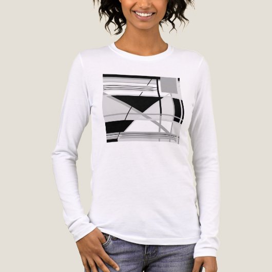 Licht & Medium Grijs Zwart Geometrische Abstracte Tri-Blend Shirt (Voorkant volledig)