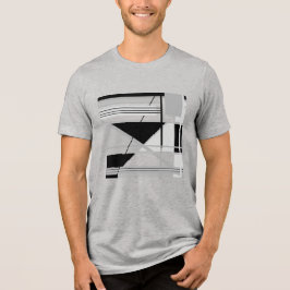 Licht & Medium Grijs Zwart Geometrische Abstracte Tri-Blend Shirt