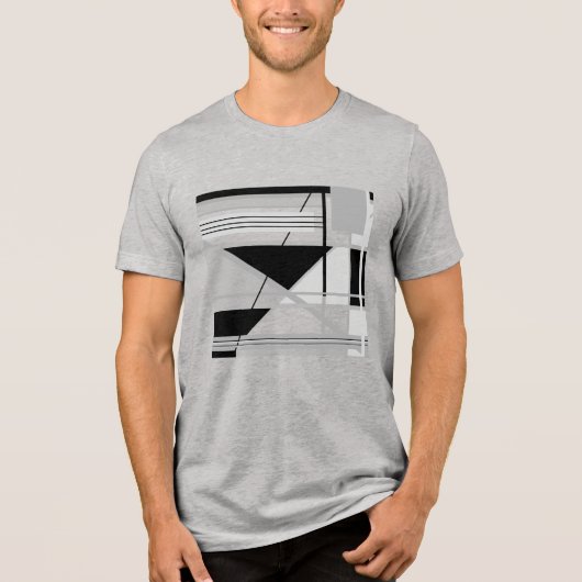 Licht & Medium Grijs Zwart Geometrische Abstracte  Tri-Blend Shirt (Voorkant)