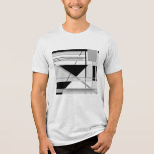 Licht & Medium Grijs Zwart Geometrische Abstracte Tri-Blend Shirt