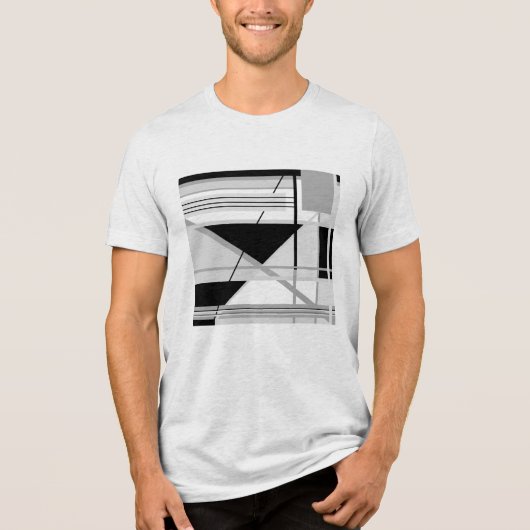 Licht & Medium Grijs Zwart Geometrische Abstracte Tri-Blend Shirt (Voorkant)