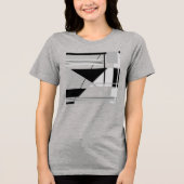 Licht & Medium Grijs Zwart Geometrische Abstracte Tri-Blend Shirt (Voorkant)