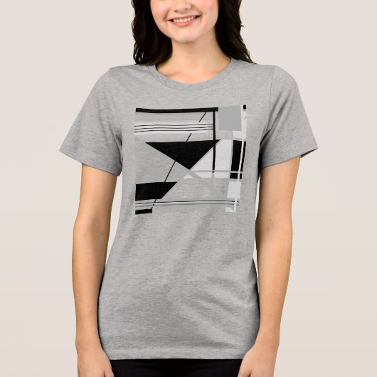Licht & Medium Grijs Zwart Geometrische Abstracte  Tri-Blend Shirt (Voorkant)
