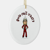 Licht meisje in rode marchingband uniform keramisch ornament (Rechts)