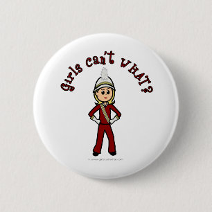 Licht meisje in rode marchingband uniform ronde button 5,7 cm