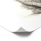 Licht minimalistische potloodlijn tekening van een poster (Hoek)