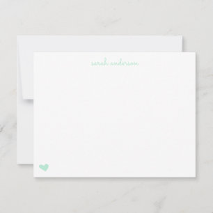 Licht Mint Doodle Heart Persoonlijke Stationery Notitiekaartje