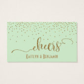 Licht Mint Green Drink Tickets met Gold Confetti Visitekaartje (Achterkant)