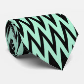 Licht Mint Green en Black Zigzag Stropdas (Opgerold)