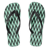 Licht Mint Green en Black Zigzag Teenslippers (Voetbed)