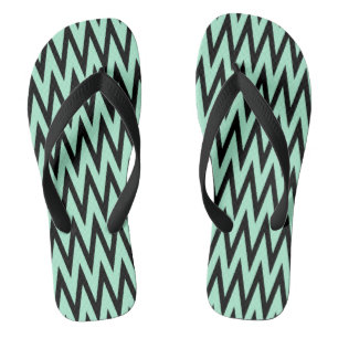 Licht Mint Green en Black Zigzag Teenslippers