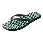 Licht Mint Green en Black Zigzag Teenslippers (Schuin)