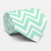 Licht Mint Green en Wit Zigzag Patroon Stropdas (Opgerold)