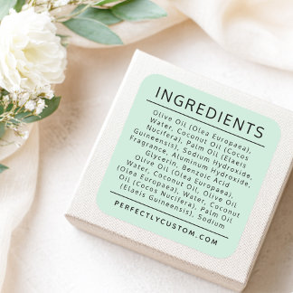 Licht mintgroene ingrediëntenlijst productlabel vierkante sticker