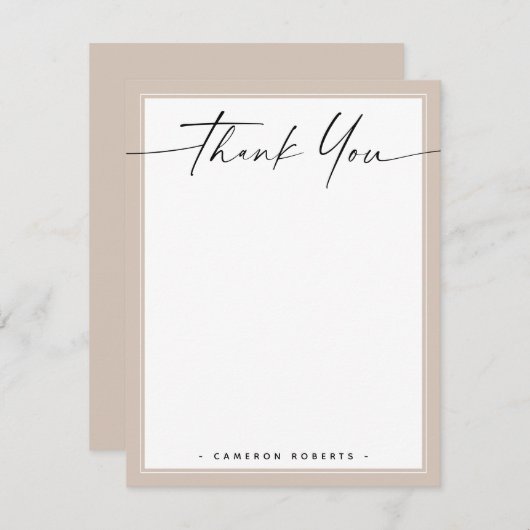Licht mocha bruine rand voeg naam toe Dank u Bedankkaart (Voorkant / Achterkant)