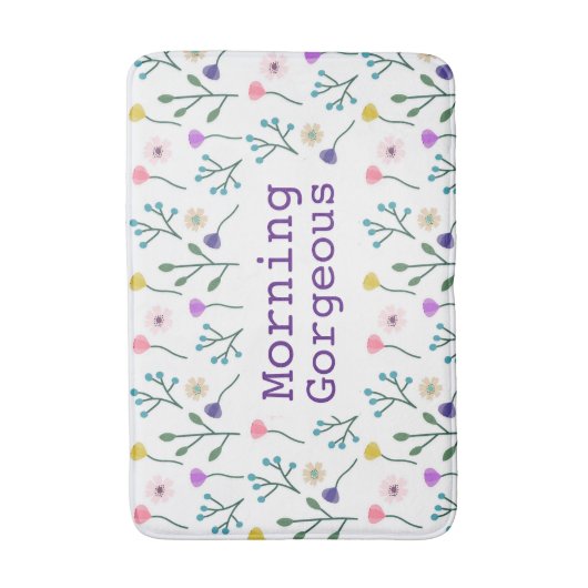 Licht Modern Bloemenpatroon Witte Ochtend Prachtig Badmat (Voorkant Verticaal)