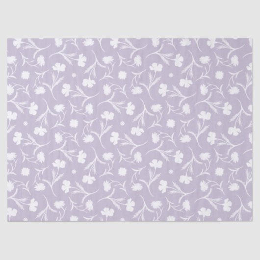 Licht modern Floral Pattern Chic Cute Paars Grey Tissuepapier (Voorkant)