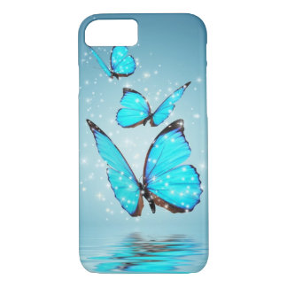 Licht moderne 3 blauwe vlinder 	iPhone 8/7 hoesje