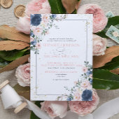 Licht mosterd blauw bleekroze gouden bloemen in kaart