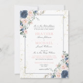 Licht mosterd blauw bleekroze gouden bloemen in kaart (Voorkant)