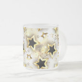 Licht naadloos met gouden sterren matglas koffiemok (Voorkant rechts)