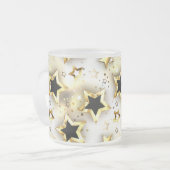 Licht naadloos met gouden sterren matglas koffiemok (Voorkant links)