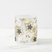 Licht naadloos met gouden sterren matglas koffiemok (Center)