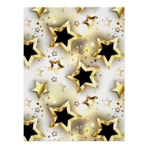 Licht naadloos met gouden sterren perfect poster