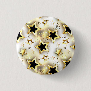 Licht naadloos met gouden sterren ronde button 3,2 cm