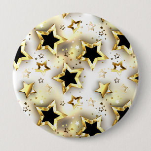 Licht naadloos met gouden sterren ronde button 4,0 cm