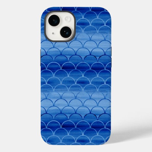 Licht naar donkerblauw gekleurd schaliepatroon Case-Mate iPhone case (Achterkant)