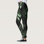 Licht naar Donkergroene Geabstraheerde Leggings (Links)