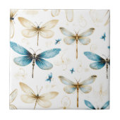 Licht navy | Ivoor | Libellen en vlinders Tegeltje (Voorkant)