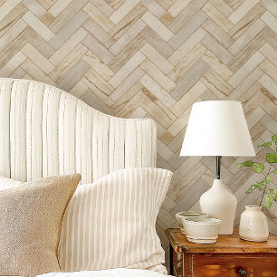 Licht Neutraal Heringbone Chevron Behang