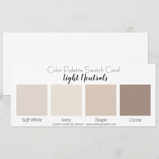 Licht Neutrale kleuren Kleurenpaletstaalkaart Kaart (Voorkant / Achterkant)