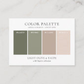 Licht Olijf & Taupe Bruiloft Kleurenpalet Informatiekaartje (Voorkant)