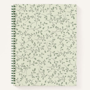 Licht olijfgroen botanisch wijnrankpatroon notitieboek