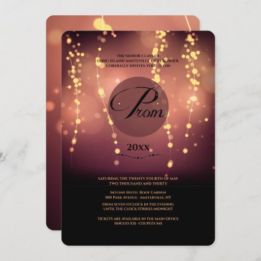 Licht omhoog de Uitnodiging van Sky Prom (Voorkant / Achterkant)