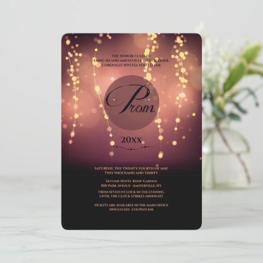 Licht omhoog de Uitnodiging van Sky Prom (Staand voorkant)