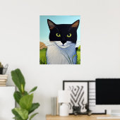 Licht ongerept poster van katten in de zomer (Thuiskantoor)