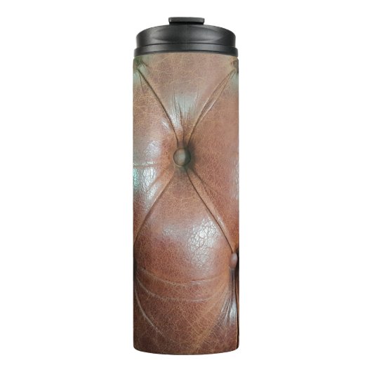 Licht op bruin lederen zachteroppervlak, textureab thermosbeker (Voorkant)