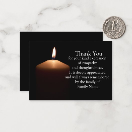 Licht op de donker na begrafenis bedankt kaarten notitiekaartje (Voorkant / Achterkant in situ)