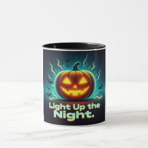 Licht op de nacht Halloween pompoen Mok