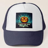 Licht op de nacht Halloween Pumpkin Trucker Hat Pet (Voorkant)