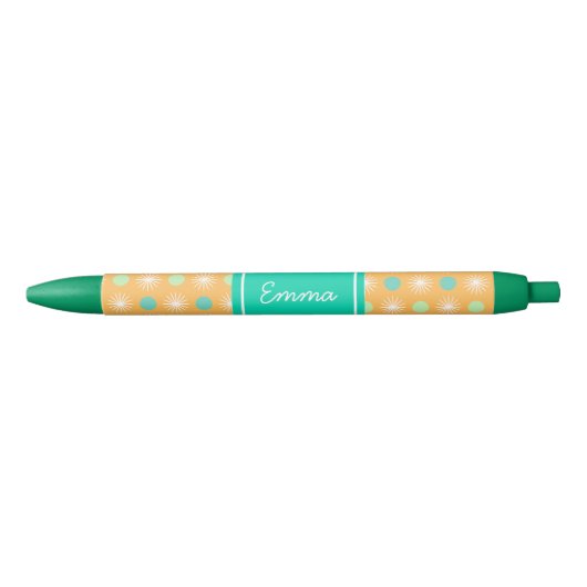 Licht Oranje Boho Retro Patroon Pen (Voorkant)