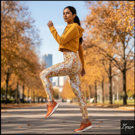 Licht Oranje Drukke Hondengezicht Herhalend Patroo Leggings